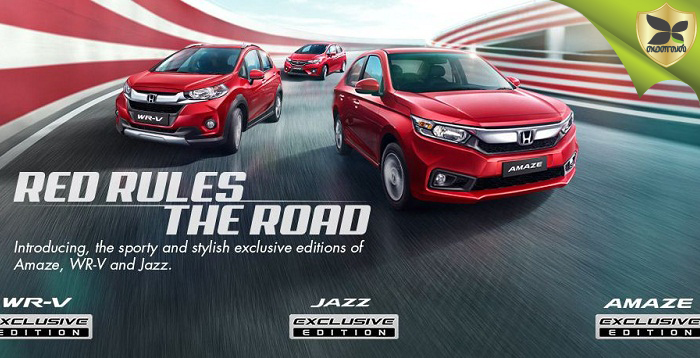 Honda Launched Exclusive Editions Of Amaze, Jazz and WR-V